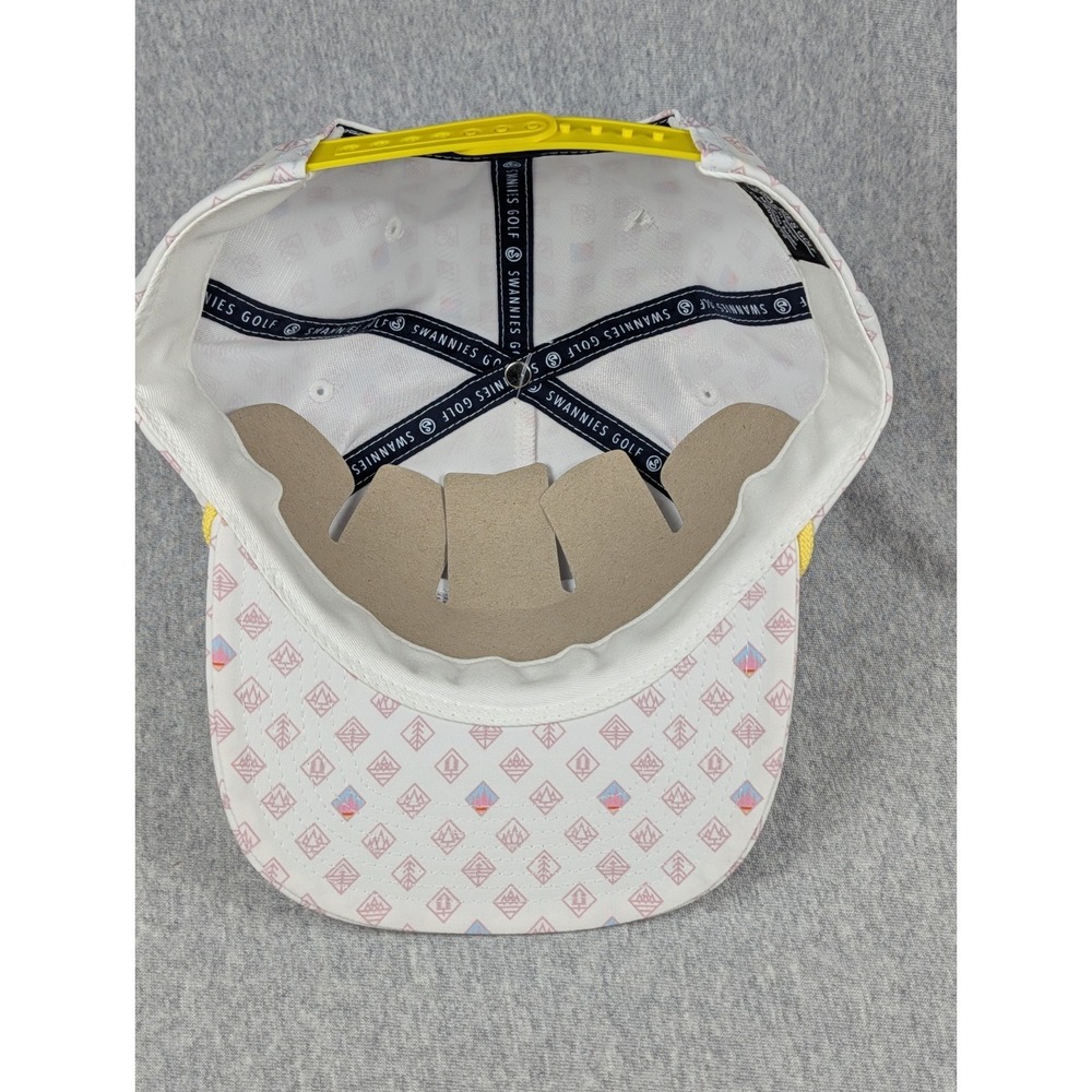 NEW Swannies Golf Rope Hat Snapback White Pattern Logo Cap Yellow Rope - Picture 4 of 5